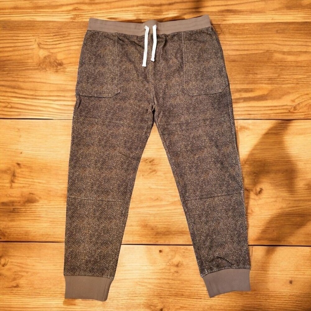 Mcnairy&co Sweatpants Mens SZ‎ XXL Brown Chevron Drawstring Streetwear Cuffed